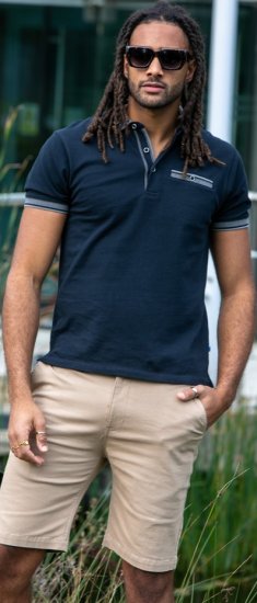D555 Ilkeston Jacquard Collar & Cuff Short Sleeve Pique Polo Navy - Polosärgid - Meeste suured polosärgid 2XL – 8XL