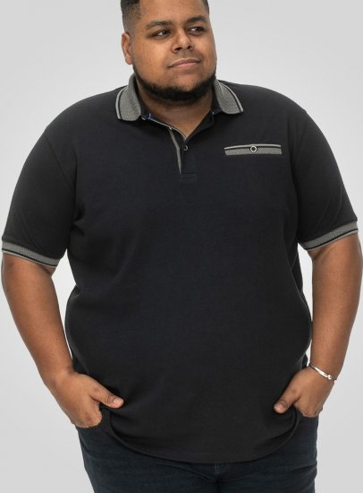 D555 Ilkeston Jacquard Collar & Cuff Short Sleeve Pique Polo Navy - Polosärgid - Meeste suured polosärgid 2XL – 8XL