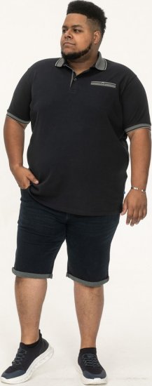 D555 Ilkeston Jacquard Collar & Cuff Short Sleeve Pique Polo Navy - Polosärgid - Meeste suured polosärgid 2XL – 8XL