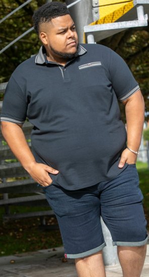 D555 Ilkeston Jacquard Collar & Cuff Short Sleeve Pique Polo Navy - Polosärgid - Meeste suured polosärgid 2XL – 8XL