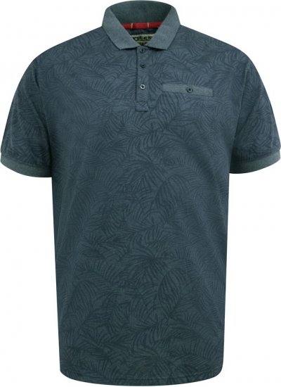 D555 Uttoxeter AOP Leaf Print Short Sleeve Polo Denim - Polosärgid - Meeste suured polosärgid 2XL – 8XL