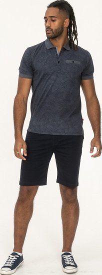 D555 Uttoxeter AOP Leaf Print Short Sleeve Polo Denim - Polosärgid - Meeste suured polosärgid 2XL – 8XL