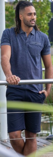 D555 Uttoxeter AOP Leaf Print Short Sleeve Polo Denim - Polosärgid - Meeste suured polosärgid 2XL – 8XL