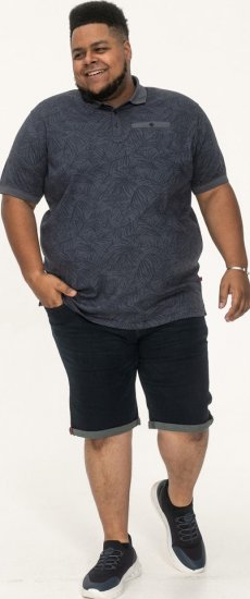 D555 Uttoxeter AOP Leaf Print Short Sleeve Polo Denim - Polosärgid - Meeste suured polosärgid 2XL – 8XL