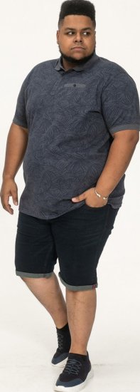 D555 Uttoxeter AOP Leaf Print Short Sleeve Polo Denim - Polosärgid - Meeste suured polosärgid 2XL – 8XL