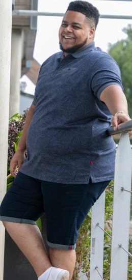 D555 Uttoxeter AOP Leaf Print Short Sleeve Polo Denim - Polosärgid - Meeste suured polosärgid 2XL – 8XL