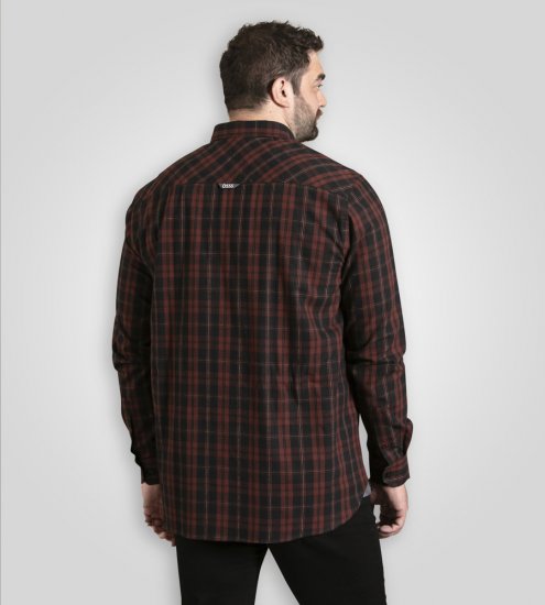 D555 Horsham Long Sleeve Shirt with Chest Pocket Burgundy/Black Check - Särgid - Meeste suured särgid 2XL – 8XL