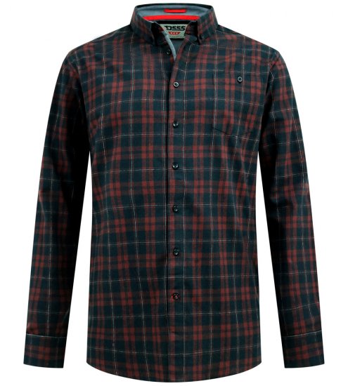 D555 Horsham Long Sleeve Shirt with Chest Pocket Burgundy/Black Check - Särgid - Meeste suured särgid 2XL – 8XL