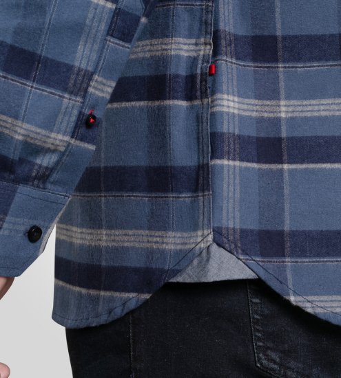 D555 Shrewsbury Long Sleeve with Chest Pocket Blue/Navy Check TALL SIZES - Särgid - Meeste suured särgid 2XL – 8XL