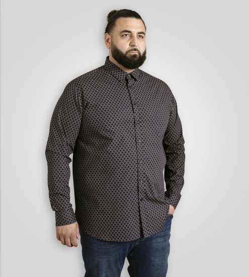 D555 Sheffield Long Sleeve AOP Micro Gold Shirt Navy - Särgid - Meeste suured särgid 2XL – 8XL