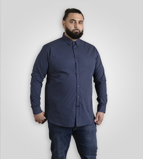 D555 Middlesbrough Long Sleeve AOP Micro Blue Shirt Navy - Särgid - Meeste suured särgid 2XL – 8XL