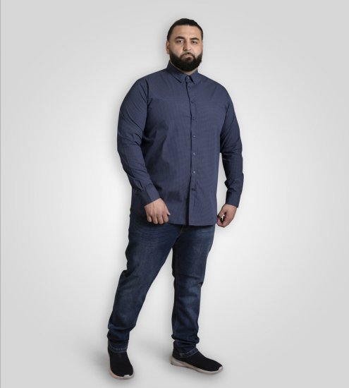 D555 Middlesbrough Long Sleeve AOP Micro Blue Shirt Navy - Särgid - Meeste suured särgid 2XL – 8XL
