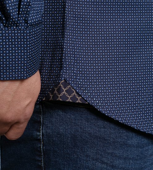 D555 Middlesbrough Long Sleeve AOP Micro Blue Shirt Navy - Särgid - Meeste suured särgid 2XL – 8XL