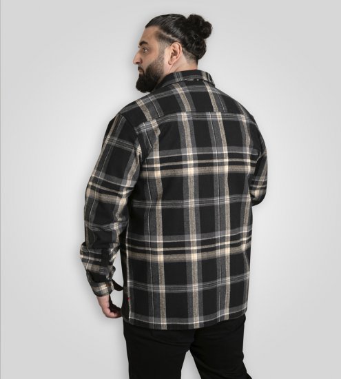 D555 Falkirk Long Sleeve Heavy Shacket Overshirt Black/Grey - Särgid - Meeste suured särgid 2XL – 8XL