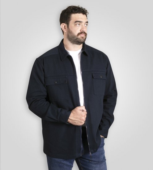 D555 Cleveley Long Sleeve Heavy Shacket Overshirt Navy - Särgid - Meeste suured särgid 2XL – 8XL