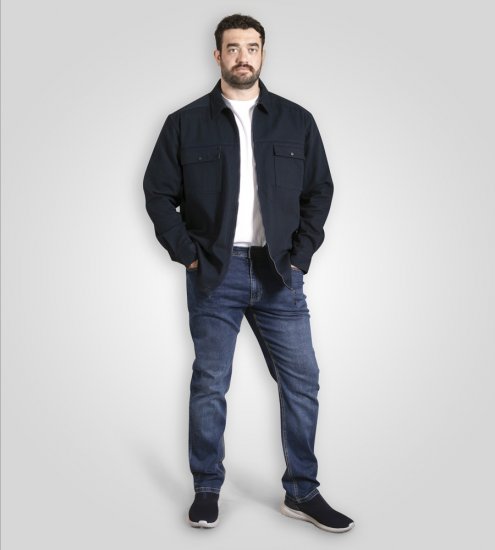D555 Cleveley Long Sleeve Heavy Shacket Overshirt Navy - Särgid - Meeste suured särgid 2XL – 8XL