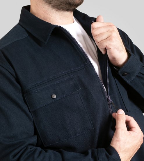 D555 Cleveley Long Sleeve Heavy Shacket Overshirt Navy - Särgid - Meeste suured särgid 2XL – 8XL