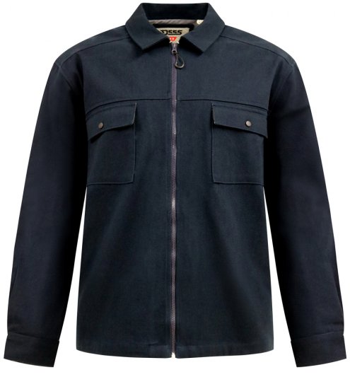 D555 Cleveley Long Sleeve Heavy Shacket Overshirt Navy - Särgid - Meeste suured särgid 2XL – 8XL