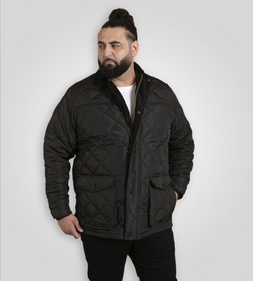 D555 Harborough Quilted Jacket with Corduroy Collar Black - Jakid ja joped - Joped, suured suurused: 2XL – 12XL
