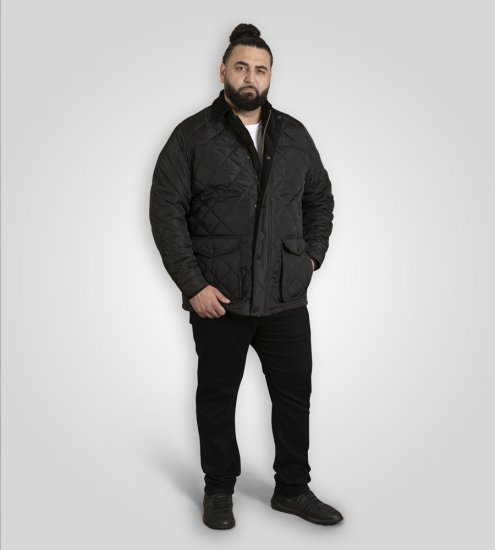 D555 Harborough Quilted Jacket with Corduroy Collar Black - Jakid ja joped - Joped, suured suurused: 2XL – 12XL