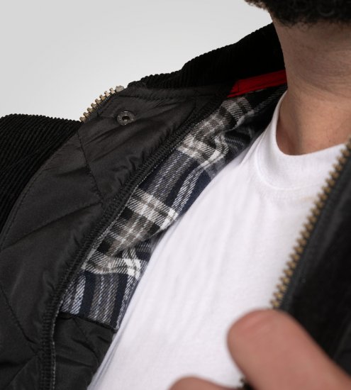 D555 Harborough Quilted Jacket with Corduroy Collar Black - Jakid ja joped - Joped, suured suurused: 2XL – 12XL