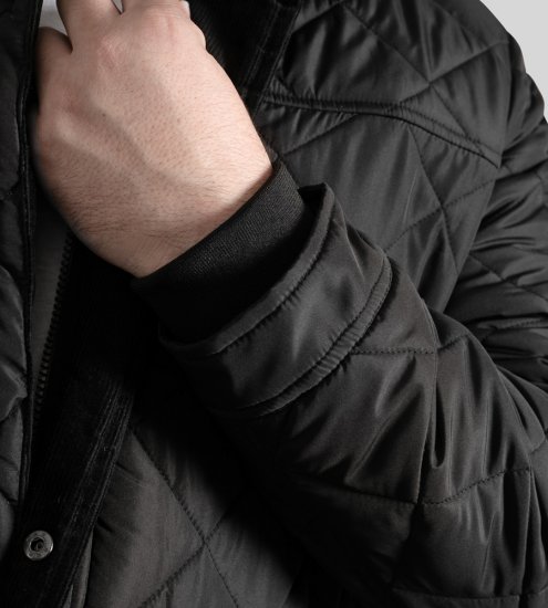 D555 Harborough Quilted Jacket with Corduroy Collar Black - Jakid ja joped - Joped, suured suurused: 2XL – 12XL