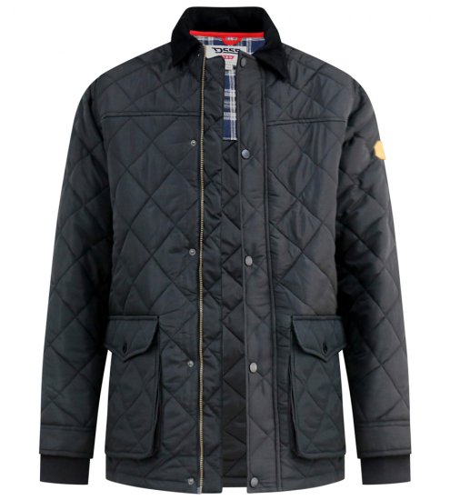 D555 Harborough Quilted Jacket with Corduroy Collar Black - Jakid ja joped - Joped, suured suurused: 2XL – 12XL
