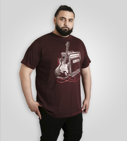 D555 Barnsley Guitar and Amp Crew Neck T-Shirt Burgundy - T-särgid - Suured T-särgid 2XL – 14XL