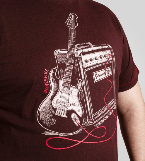 D555 Barnsley Guitar and Amp Crew Neck T-Shirt Burgundy - T-särgid - Suured T-särgid 2XL – 14XL