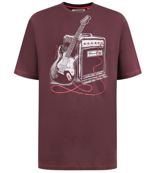 D555 Barnsley Guitar and Amp Crew Neck T-Shirt Burgundy - T-särgid - Suured T-särgid 2XL – 14XL