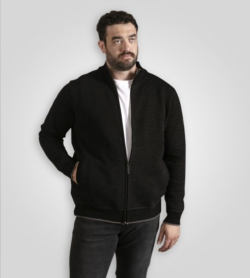 D555 Enrique Kootud Šenillkardigan Lukuga Must - Sviitrid ja dressipluusid - Meeste suured kapuutsiga jakid suurustes 2XL – 14XL