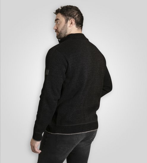 D555 Enrique Kootud Šenillkardigan Lukuga Must - Sviitrid ja dressipluusid - Meeste suured kapuutsiga jakid suurustes 2XL – 14XL