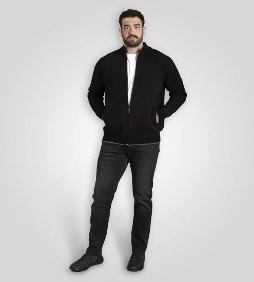D555 Enrique Kootud Šenillkardigan Lukuga Must - Sviitrid ja dressipluusid - Meeste suured kapuutsiga jakid suurustes 2XL – 14XL