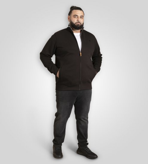 D555 Johnson Fleece Zip Through Sweatshirt with Chest Embroidery - Sviitrid ja dressipluusid - Meeste suured kapuutsiga jakid suurustes 2XL – 14XL