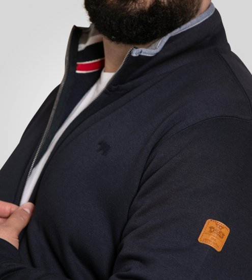 D555 Johnson Zip Through Fleece Sweatshirt with Chest Embroidery Navy - Sviitrid ja dressipluusid - Meeste suured kapuutsiga jakid suurustes 2XL – 14XL