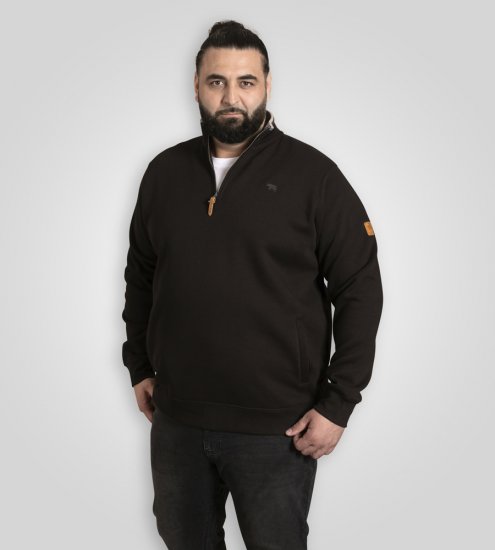 D555 Russel Fleece Sweatshirt with Chest Embroidery Black - Sviitrid ja dressipluusid - Meeste suured kapuutsiga jakid suurustes 2XL – 14XL