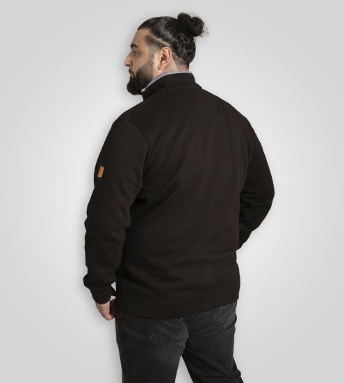 D555 Russel Fleece Sweatshirt with Chest Embroidery Black - Sviitrid ja dressipluusid - Meeste suured kapuutsiga jakid suurustes 2XL – 14XL
