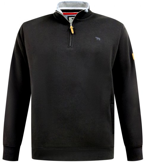 D555 Russel Fleece Sweatshirt with Chest Embroidery Black - Sviitrid ja dressipluusid - Meeste suured kapuutsiga jakid suurustes 2XL – 14XL