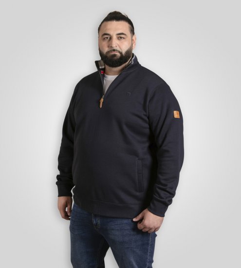 D555 Russel Zip Through Fleece Sweatshirt with Chest Embroidery Navy - Sviitrid ja dressipluusid - Meeste suured kapuutsiga jakid suurustes 2XL – 14XL
