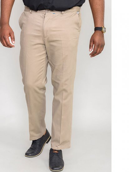 D555 Bruno Stretch Chino pants with Extenda Waist Beige - Teksad ja püksid - Meeste suured teksad W40 – W70