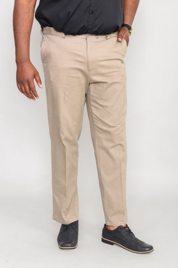 D555 Bruno Stretch Chino pants with Extenda Waist Beige - Teksad ja püksid - Meeste suured teksad W40 – W70