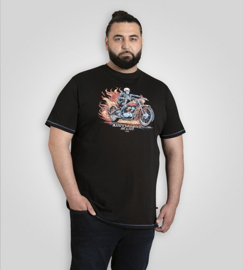 D555 Dewsbury Skeleton on Bike Crew Neck T-Shirt Black - T-särgid - Suured T-särgid 2XL – 14XL