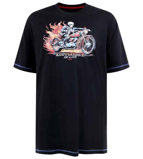 D555 Dewsbury Skeleton On Bike Crew Neck T-Shirt Black TALL SIZE - MEESTERIIDED MT-6XLT - Pikad meeste riided
