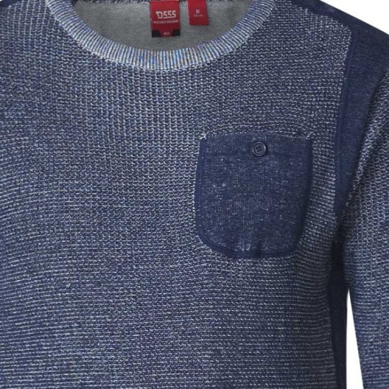 D555 Bryson Crewneck Sweater with Pocket Navy - Sviitrid ja dressipluusid - Meeste suured kapuutsiga jakid suurustes 2XL – 14XL