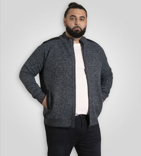 D555 Dereham 1 Kootud Kardigan Luku ja Voodriga Tumesinine - Sviitrid ja dressipluusid - Meeste suured kapuutsiga jakid suurustes 2XL – 14XL