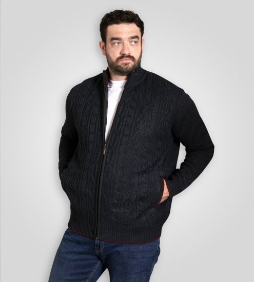 D555 Gillingham Kootud Kardigan Luku ja Voodriga Tumesinine - Sviitrid ja dressipluusid - Meeste suured kapuutsiga jakid suurustes 2XL – 14XL