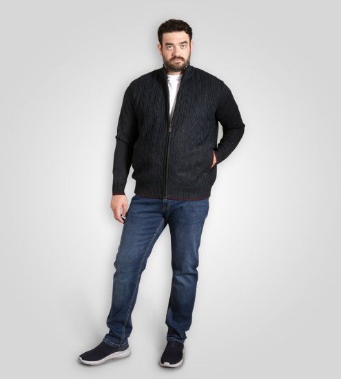 D555 Gillingham Kootud Kardigan Luku ja Voodriga Tumesinine - Sviitrid ja dressipluusid - Meeste suured kapuutsiga jakid suurustes 2XL – 14XL