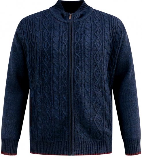 D555 Gillingham Kootud Kardigan Luku ja Voodriga Tumesinine - Sviitrid ja dressipluusid - Meeste suured kapuutsiga jakid suurustes 2XL – 14XL