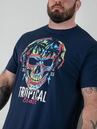 D555 Linton T-särk Mitmevärvilise Koljupildiga Tumesinine - T-särgid - Suured T-särgid 2XL – 14XL