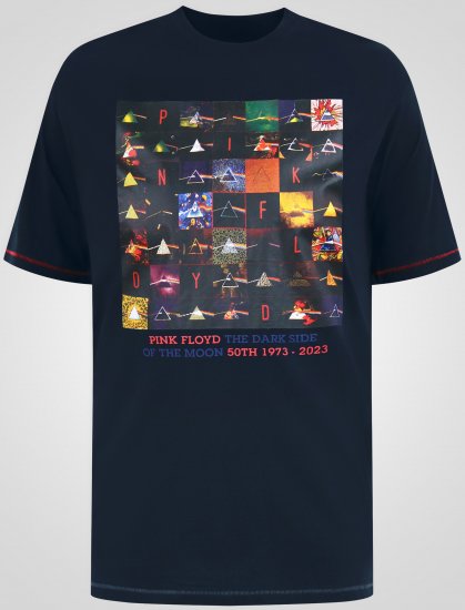 D555 Otto Official Pink Floyd 50th Anniversary T-särk Pildiga Tumesinine - T-särgid - Suured T-särgid 2XL – 14XL